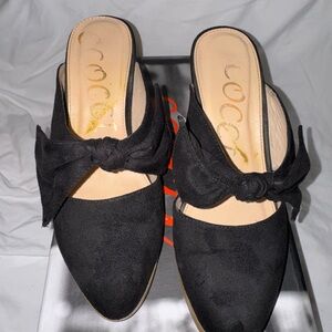 CCOCCI Black Mules with Bow Accent